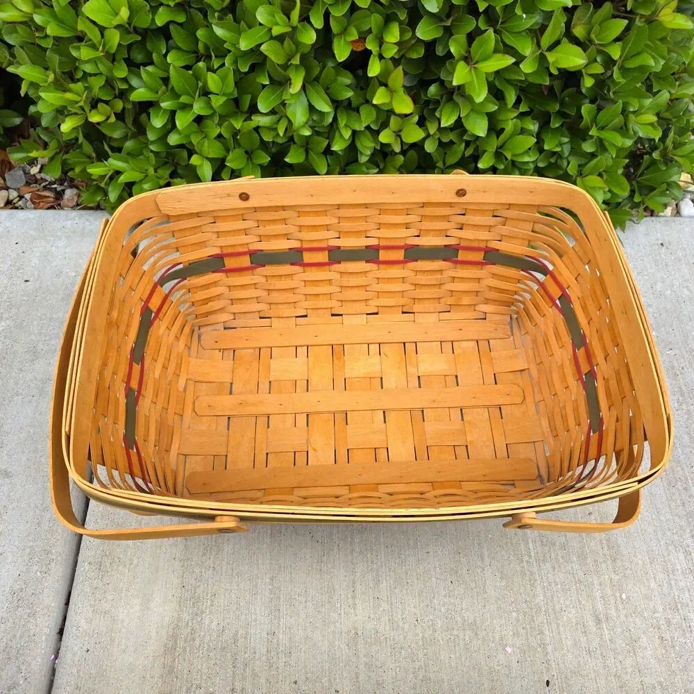 Longaberger 1996 Holiday Hostess Large Gathering Basket Combo swinging handles
